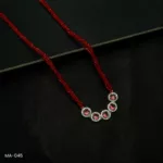 MA-045 - White Gold Plated American Diamond & Ruby Long Red Hydropotey Mangalsutra