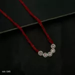 MA-046 - White Gold Plated American Diamond & Pink Stones Long Red Hydropotey Mangalsutra