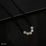 MA-047 - White Gold Plated American Diamond Long Black Hydropotey Mangalsutra