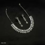 NS-072 - White Gold Plated Lustrous Queenly American Diamond Necklace Set