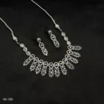 NS-081 - Dazzling White Exquisite American Diamond Collar Necklace Set