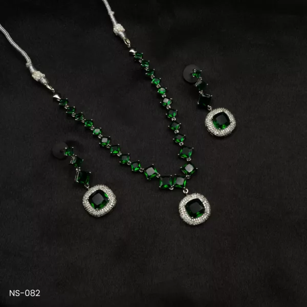 NS-082 - Emerald Essence American Diamond Party Wear Necklace Set