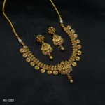NS-086 - Gold Plated Antique Finish Multicolor Temple Necklace Set
