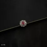 RI-175 - Gold Plated American Diamond & Ruby Adjustable Statement Ring