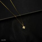 CH-073 - Gold Plated American Diamond Locket Chain Necklace