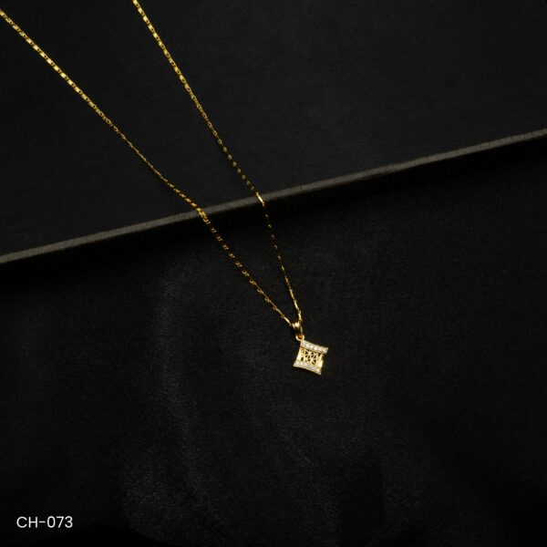 CH-073 - Gold Plated American Diamond Locket Chain Necklace