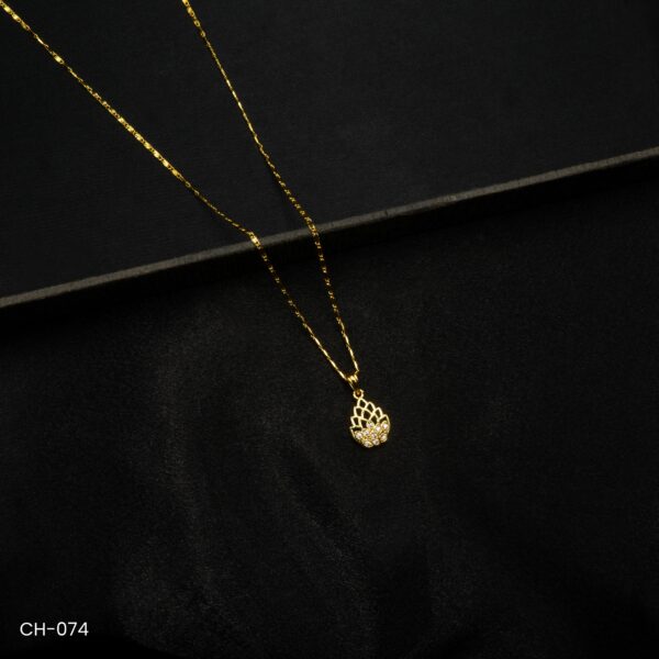 CH-074 - Gold Plated American Diamond Locket Chain Necklace
