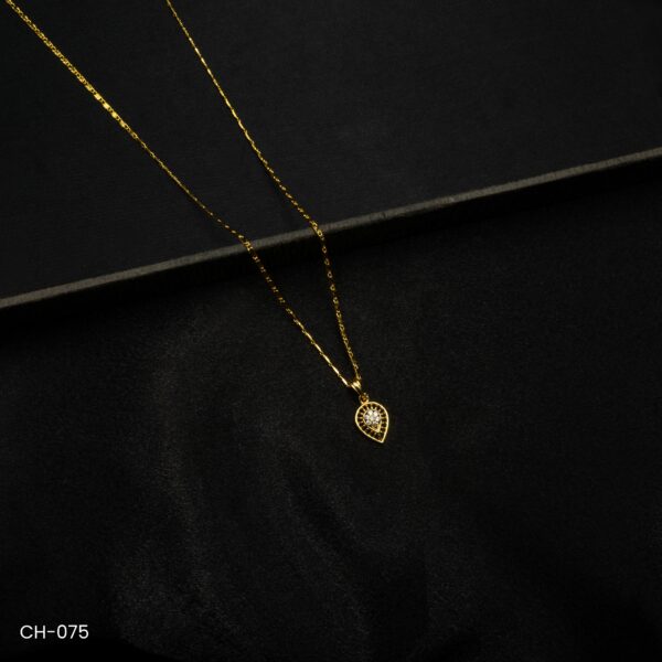 CH-075 - Gold Plated American Diamond Locket Chain Necklace