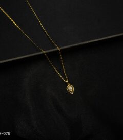 CH-075 - Gold Plated American Diamond Locket Chain Necklace