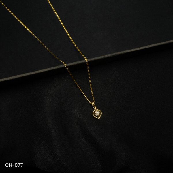 CH-077 - Gold Plated American Diamond Locket Chain Necklace