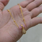 CH-078 - Gold Plated Minimalist Pink Beads American Diamond Locket Chain