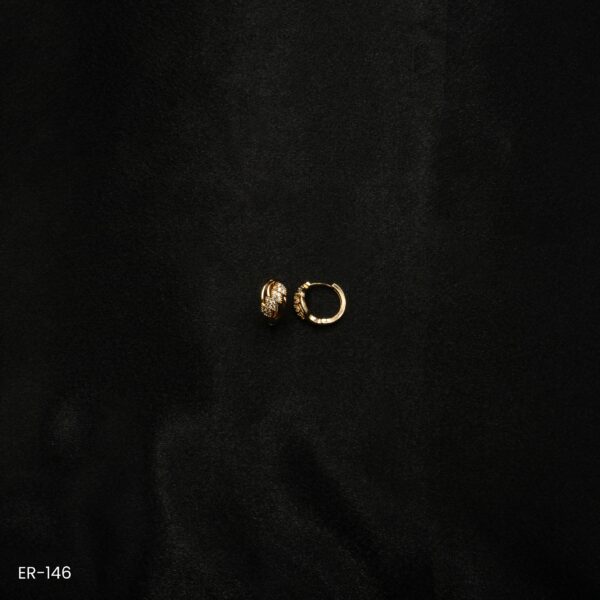ER-146 - Hoop Elegance Gold Plated American Diamond Contemporary Hoops