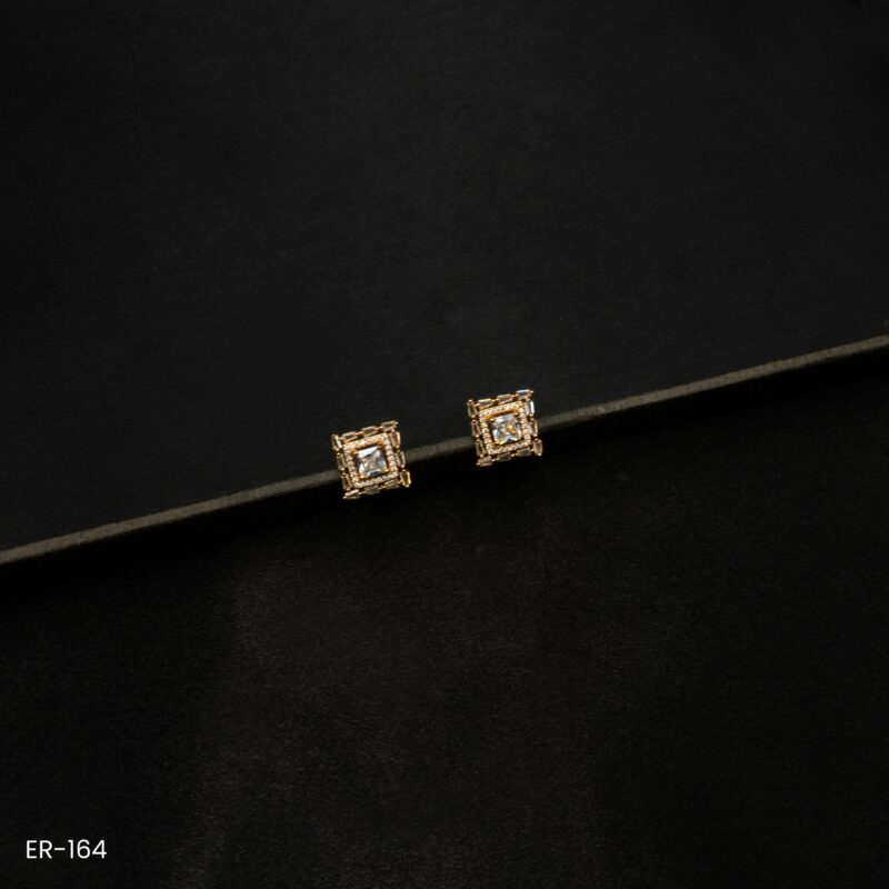 ER-164 - Timeless Sparkle Gold Plated American Diamond Stud Earrings