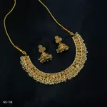 NS-114 - Antique Gold Finish Temple Necklace Set With Artificial Pearls