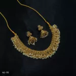 NS-115 - Antique Gold Finish Temple Necklace Set With Artificial Pearls