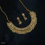 NS-117 - Antique Gold Finish Temple Necklace Set With Artificial Pearls