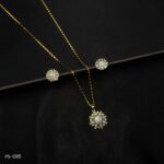 PS-095 - American Diamond Contemporary Flower Pendant Set