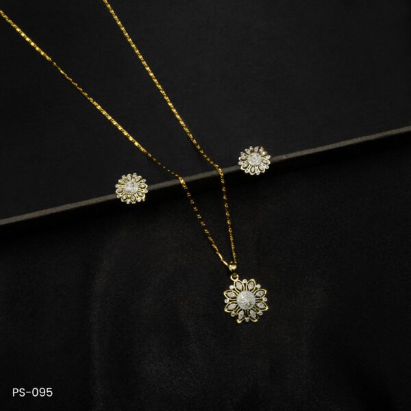 PS-095 - American Diamond Contemporary Flower Pendant Set
