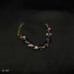 BL-097 - Rainbow Reflections Shimmering Bead Bracelet with Golden Chain