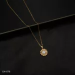CH-079 - Elegant Rose Gold Blossom American Diamond Locket Chain Necklace