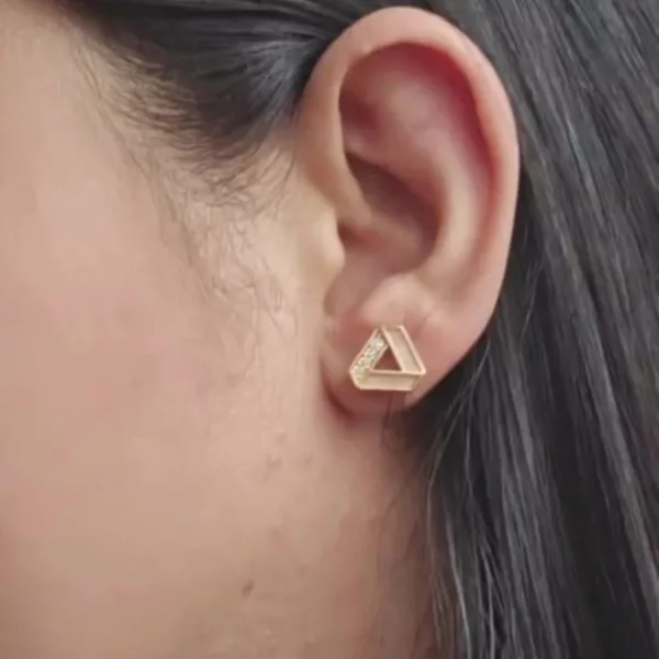 ER-174 - Sleek and Stylish American Diamond Minimal Triangle Shaped Ear Tops