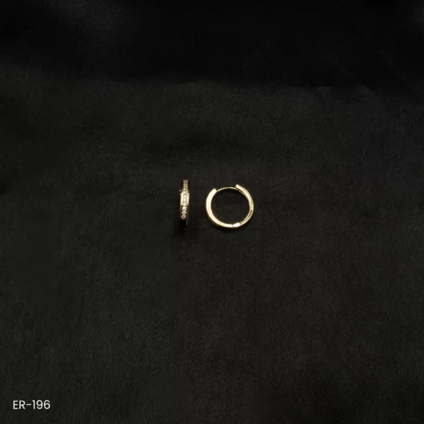 ER-196 - Classic and Chic Gold Plated Hoop Earrings with American Diamond Accents