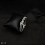 BA-045 - Luxurious White Gold Plated Bangle with American Diamond Stones