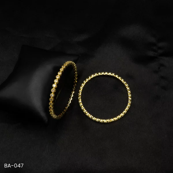 BA-047 - Timeless Gold Plated Bangles with American Diamond Diamond Accents