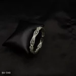 BA-049 - Intricate Contemporary American Diamond Bangle in White Gold Plating