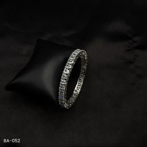BA-052 - Radiant White Gold Plated Bangle With Sparkling American Diamonds