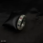 BA-053 - Luxurious White Gold Plated Multicolor Gemstone & American Diamond Bangle