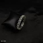 BA-055 - Delicate Floral Design White Gold Plated American Diamond Bangle