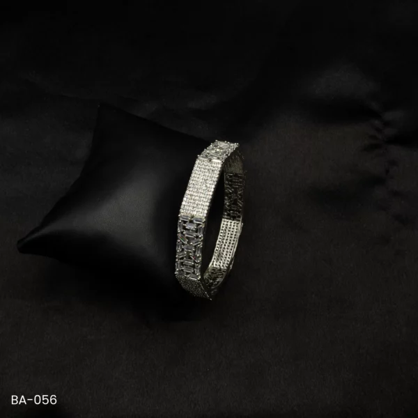 BA-056 - Sophisticated Contemporary White Gold Plated American Diamond Bangle