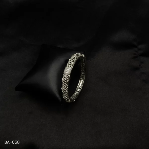 BA-058 - Nature's Charm Elegant Leaf Design American Diamond Bangle