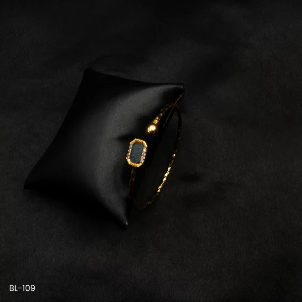 BL-109 - Modern Elegance Gold Plated Bracelet with Geometric Stone Design