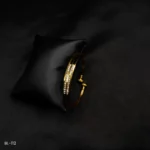 BL-112 - Radiant Duality Gold Plated American Diamond Double Band Cuff Bracelet