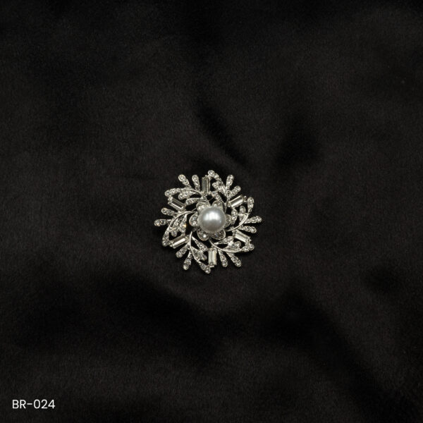 BR-024 - Elegant Pearl Sunburst Saree Pin Fashion Brooch