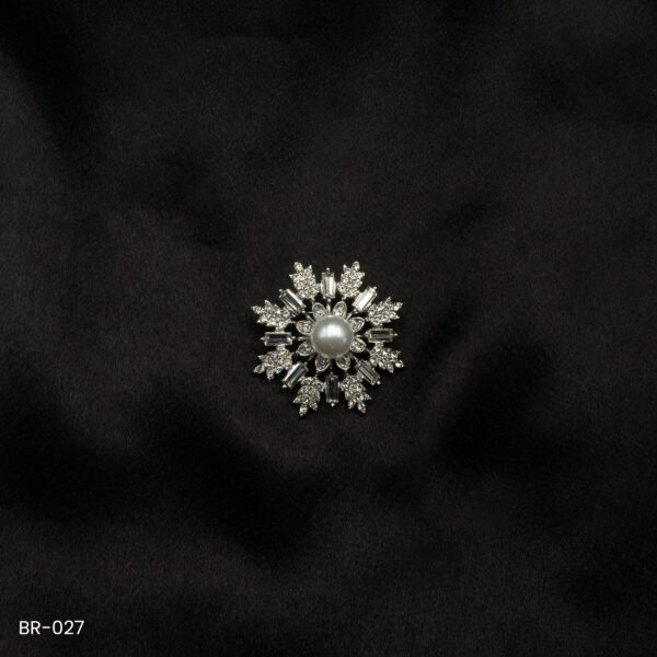 BR-027 - Sophisticated Snow Pearl Saree Pin Fashion Brooch