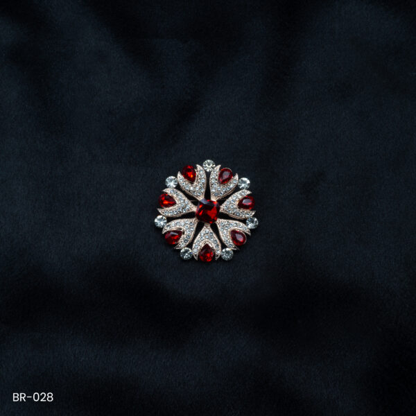 BR-028 - Radiant Ruby Blossom Saree Pin Fashion Brooch