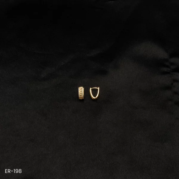 ER-198 - Oval Opulence Gold Plated Hoop Earrings with American Diamond