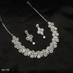 NS-170 - Sophisticated White Gold Glamour American Diamond Party Wear Collar Necklace Set