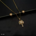 PS-146- Geometric Elegance Intricate Design American Diamond Pendant Set