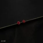 ER-229 - Classic Red Gemstone Stud Earrings with Gold Plated Detailing