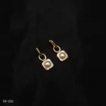 ER-232 - Chic Gold Plated Pearl Drop Contemporary Hoop Earrings