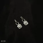 ER-233 - Chic White Gold Plated Pearl Drop Contemporary Hoop Earrings