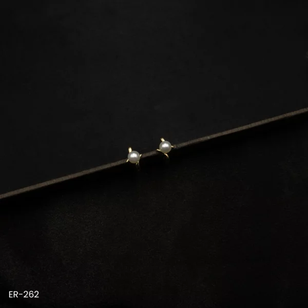 ER-262 - Minimalist Pearl and Gold Plated Earrings for Everyday Sophistication