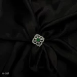 RI-207 - Delicate Emerald Touch Floral Patterned Adjustable American Diamond Finger Ring