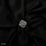 RI-208 - Delicate Mint Touch Floral Patterned Adjustable American Diamond Finger Ring