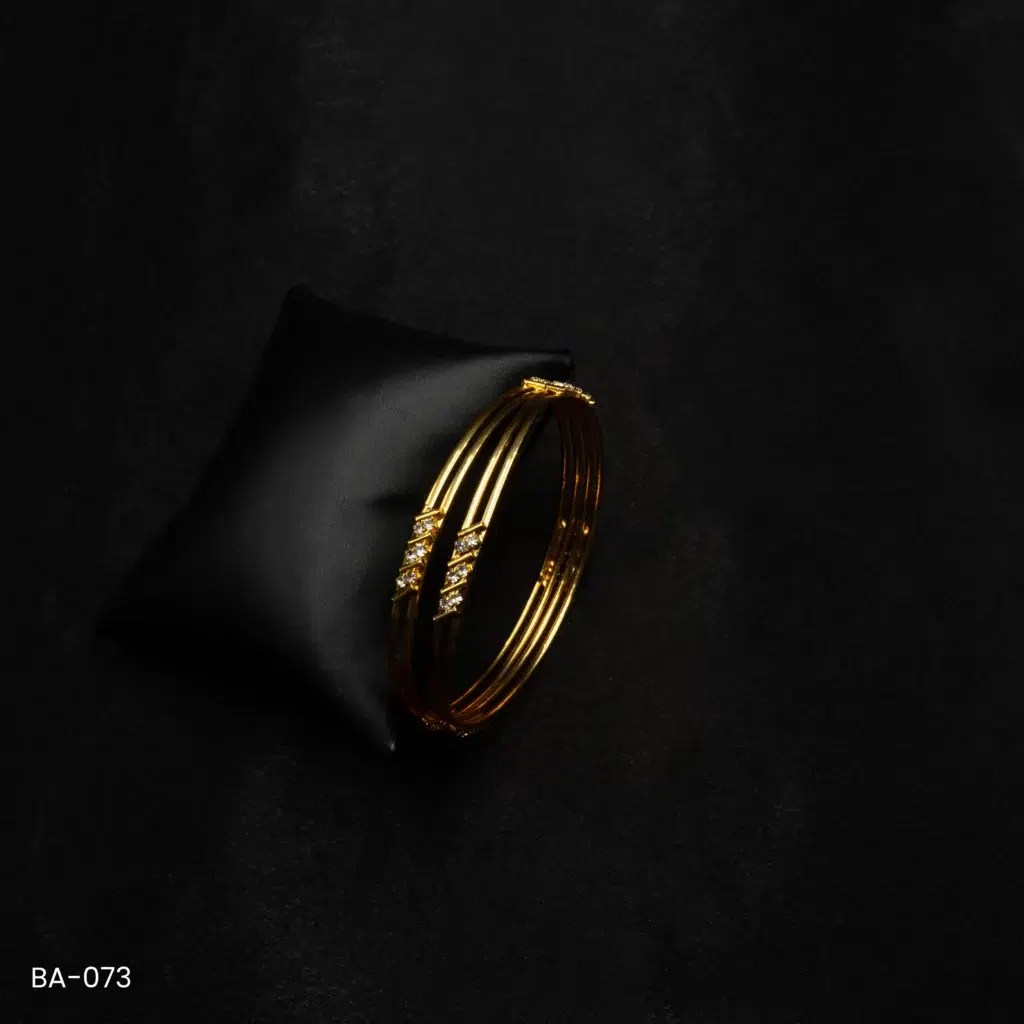 BA-073 - Gold Plated American Diamond 2 Pcs Set Bangles