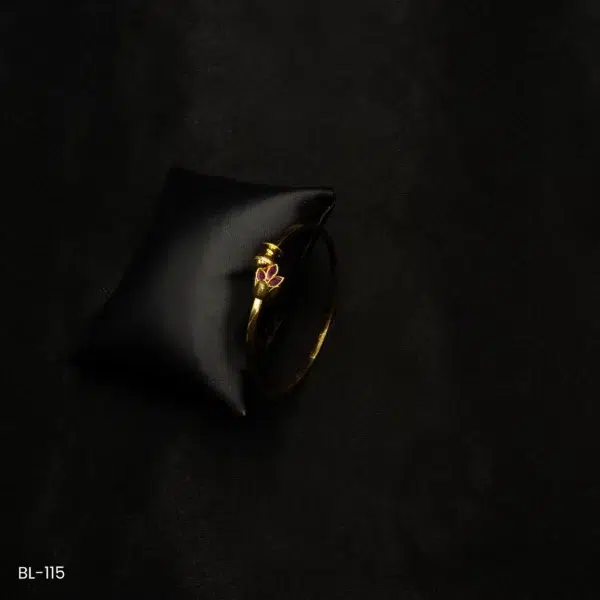 BL-115 - Exquisite Lotus Charm Gold Plated Adjustable Bracelet with Ruby Hues